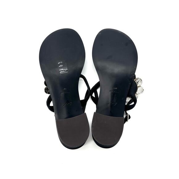NEW Giuseppe Zanotti Phoebe Crystal Embellished Flower T Bar Sandals 38.5 - Picture 8 of 9